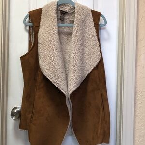 Bit & Bridle Brown Vest with Cream Sherpa Lining